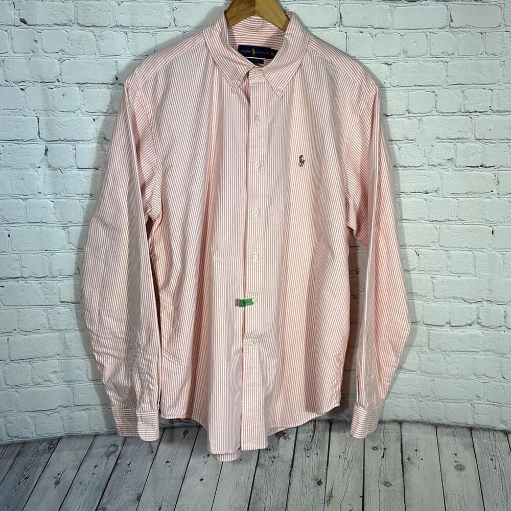 Ralph Lauren Mens Flesh Color Pony Classic Fit Orange Shirt Button Down Shirt X